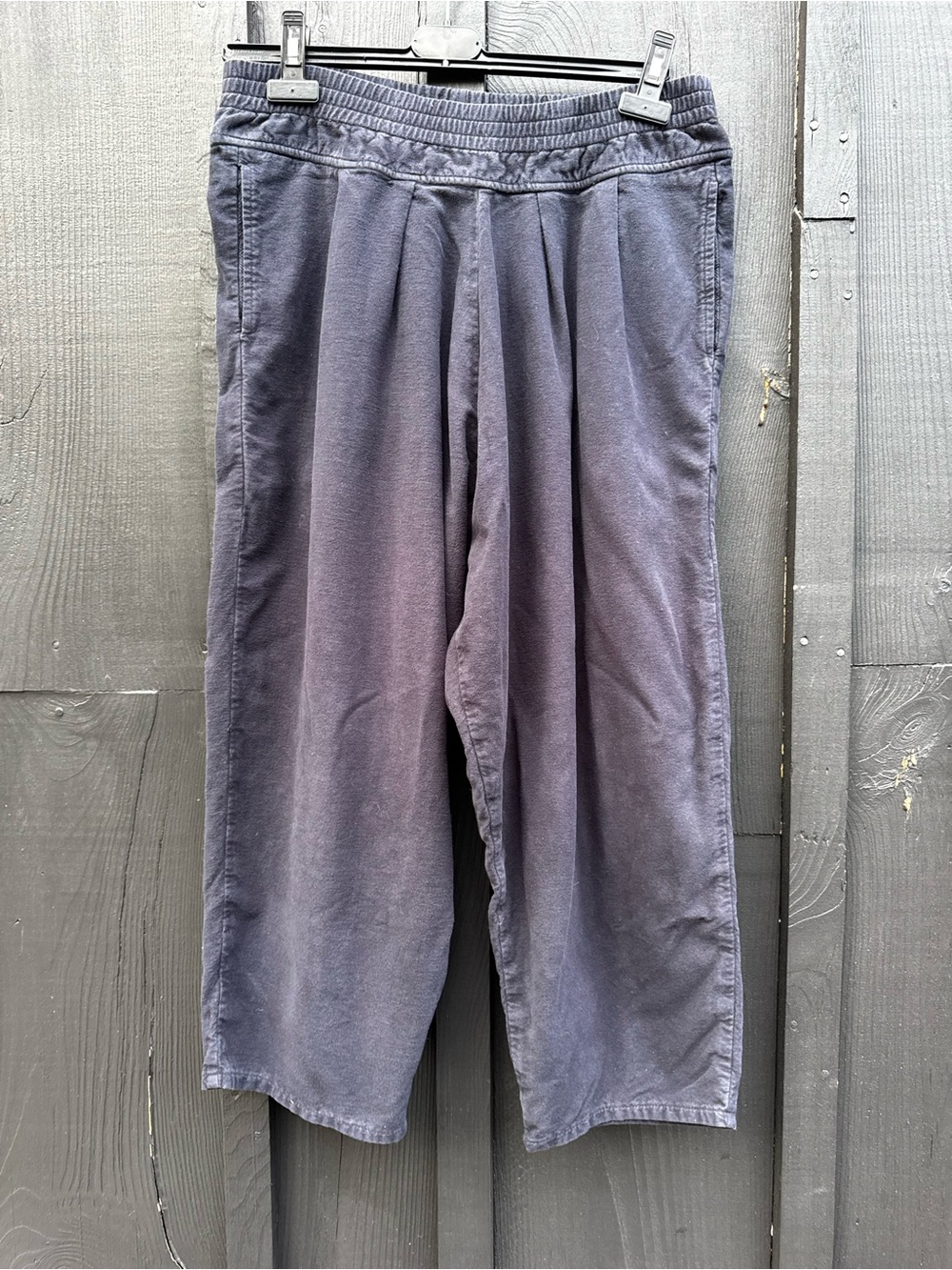 Wide-leg Black Crane navy cotton moleskin pants